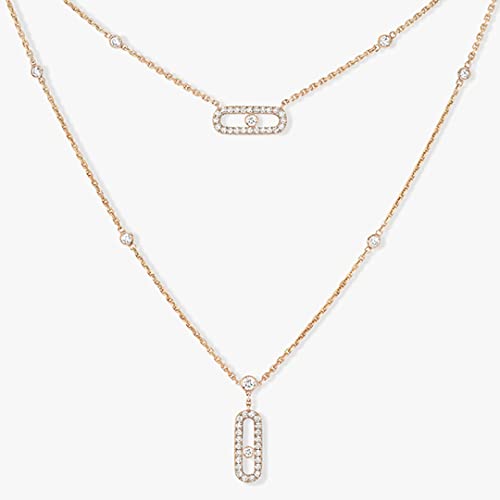Collier double couche pour femme avec pendentif délicat en acier inoxydable