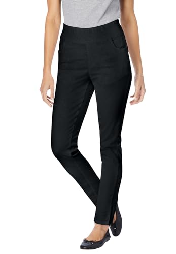 Woman Within Smooth Waist Pull-On Flex Fit Leg Denim Jeans Black