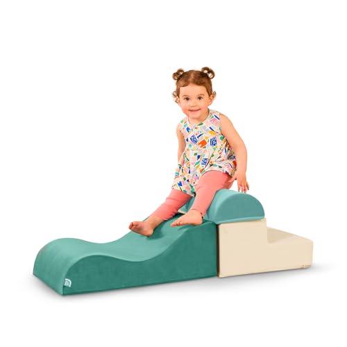 Image of B. toys WonderShapes Foam Climbing Set, 3-Piece Indoor Play, Stair Foam | Includes stair, wavy ramp, and half-cylinder with removable machine-washable covers and easy-grip handles, Foam, 12+ Months