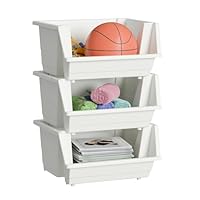 Knight 40L Stackable Plastic Storage Boxes | Multi-Purpose Stacking Storage Containers for Home, Office & Garage | Storage Bins for Clothes,Toys, Tools & Household Storage - White