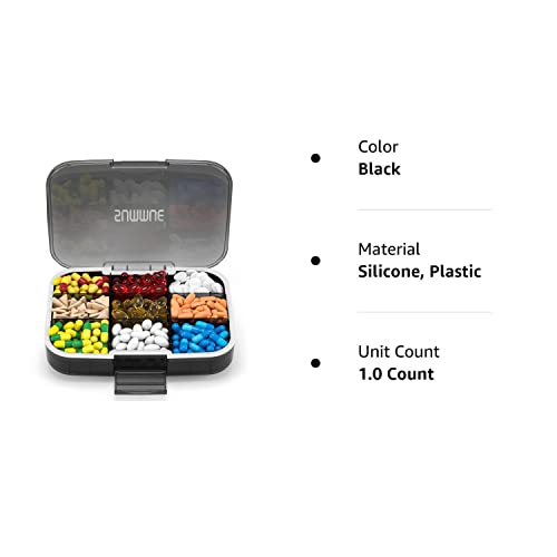 Summue Large Pill Organizer, 9 Compartments Portable Travel Pill Box Case Moisture Proof, Xl Pill Container Holder For Vitamins, Cod Liver Oil, Supplements, Medication (Black) #TOP7