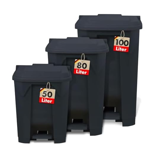 Floordirekt Poubelle de 80 litres, couvercle gris, poubelle pour cuisine et bureau, système de tri sélectif, à pédale, poubelle à pédale avec mécanisme Step-on, corbeille à papier, poubelle Olaf