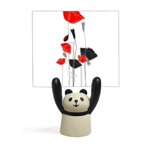 Porte-mémo panda fleurs rouges, pince-notes mignon et porte-photo de table