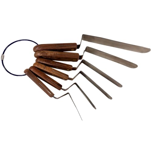 Newborn Brothers 6-Piece Wooden Handled Offset Spatula Set - Includes 3" Tapered, 3", 4", 5", 6", and 8" Offset Spatulas | Bound with Metal Zip Tie for Easy Storage