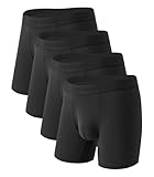 DAVID ARCHY Men's Bamboo Rayon Underwear, 1.5" Wide Waistband No Ride Up Boxer Briefs with Extended Pouch 4 Pack (Black, L)