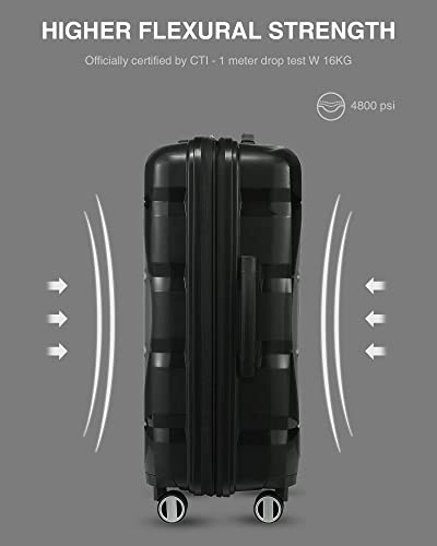 Luggex 20 Inch Carry On Luggage Airline Approved - Pp Expandable Hard Shell Luggage - Travel Suitcase With Wheels, Lightweight (Black Suitcase) #TOP3