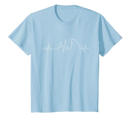 Shark Heartbeat EKG Funny Fish Fin Pulse Ocean Animal Lovers T-Shirt, Youth, Baby Blue, Small