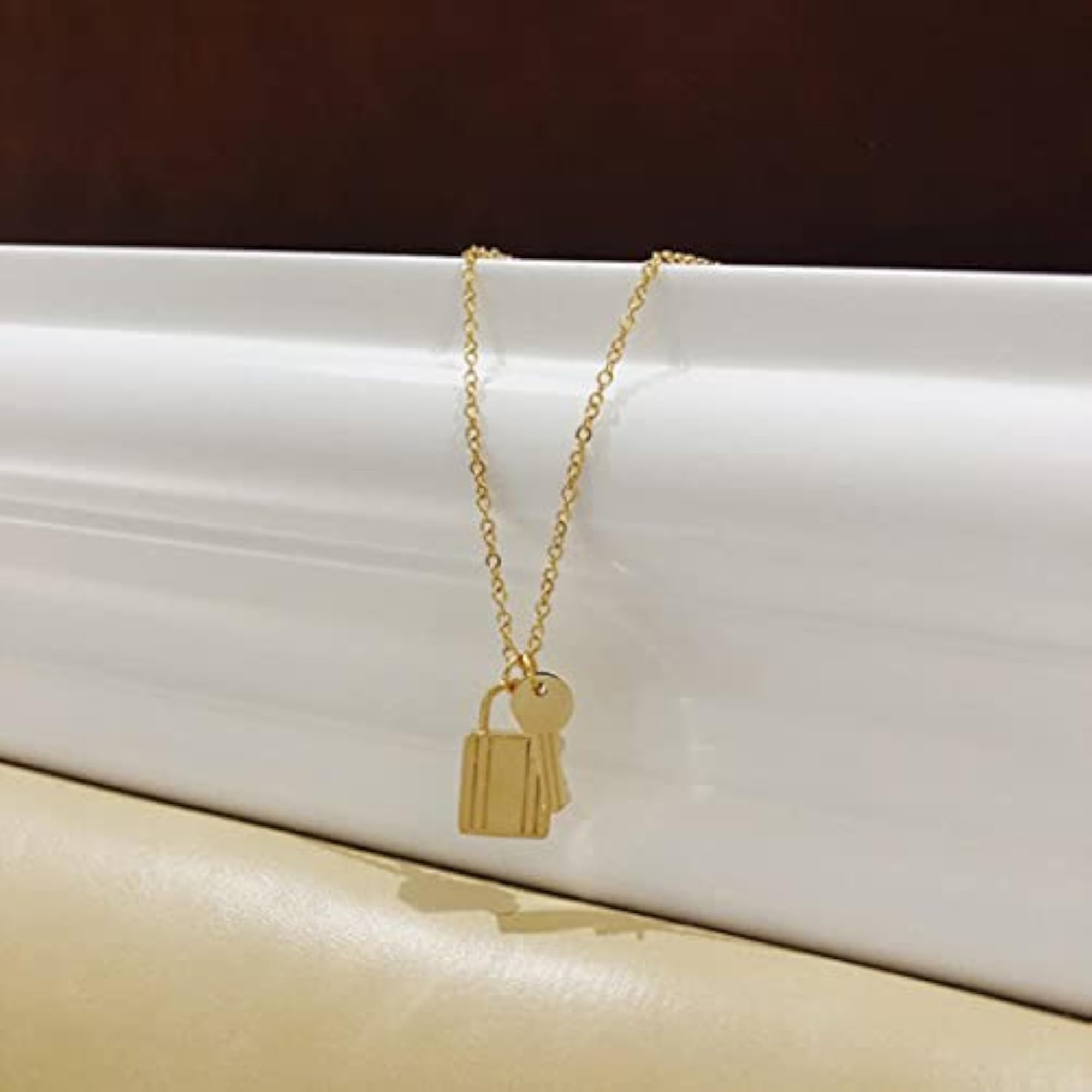 Plated Lock-Key Necklace