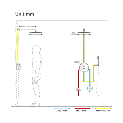 Ensemble de douche encastrable 10 pouces pour optimiser l'espace et éliminer le calcaire - 7