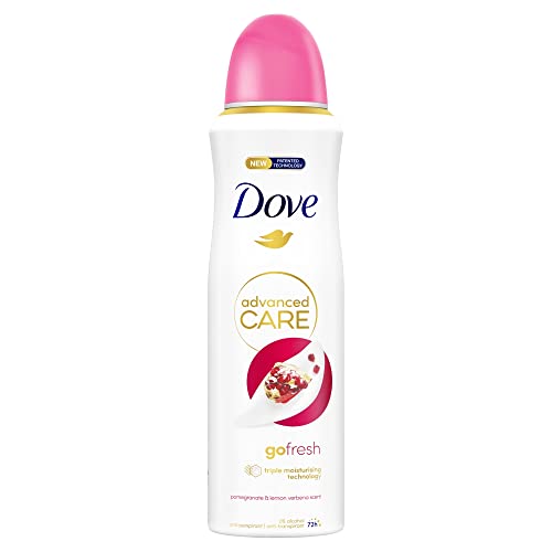 Dove Advanced Care Go Fresh - Desodorante antitranspirante de granada y verbena de limón con triple tecnología hidratante en spray para protección de 72 horas y cuidado de las axilas, 200 ml