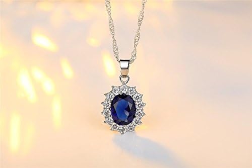 Women Princess Blue Sapphire Jewellery Pendant Necklace Earrings Set for Women Princess Diana Kate Middleton's Jewellery Set