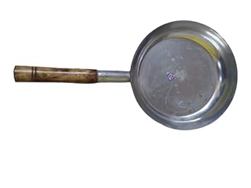 Aadityaa's Unique Sheet Metral Pure Iron Frying Pan/Omlete Pan/Tawa, Big Size (11 Inch) Handmade Naturally Non Stick Wood Handle for Easy Grip and Toss Frying, Pack of 1.