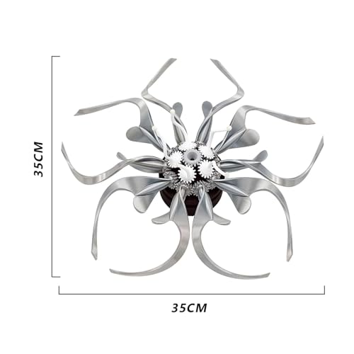 Fleur art visuel argent 35 * 35cm structure mécanique rotative