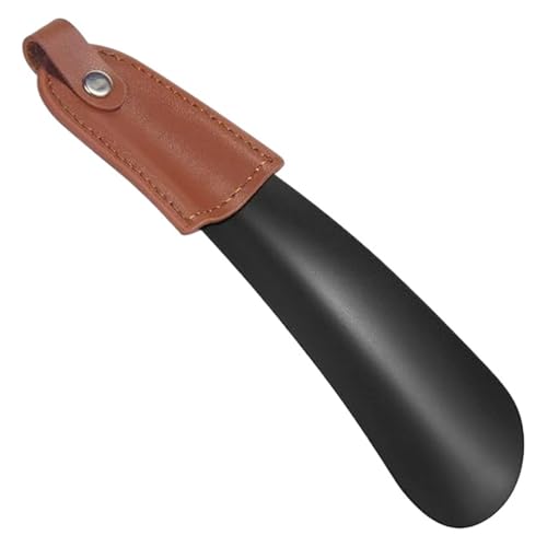 Calzador de acero inoxidable con mango de cuero largo y duradero para calzado de hombre y mujer