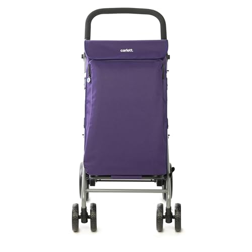 Carlett - Lite Family Lett470 |Warenkorb | Zusammenklappbarer Einkaufswagen | 4 Räder | Verstellbarer Lenker und Sicherheitsbremse | Erweiterbare Tasche 58L | Kühltasche 12L | Viola – Bild 3