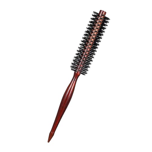 Image of KFHENSOMR Small Boar Bristle Round Brush for Blow Drying, 1.3 inch Portable Soft Natural Boar Bristle Hair Brush with Wood Handle for Short/Thin Hair Women Men Beard Curling Volumizing Detangling