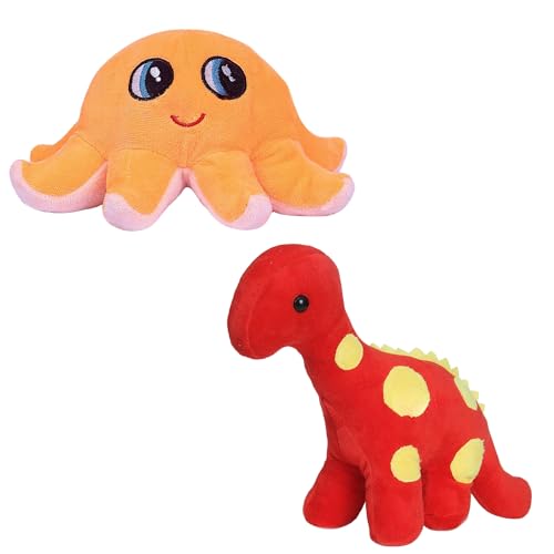 Image of TOYTALES Soft Toys Combo Pack Dinosaur Plush Toy & Octopus Stuffed Toy for Kids, Cute Plushies Soft Toy Set for Girls & Boys, Baby Gift Toys (Pack of 2)