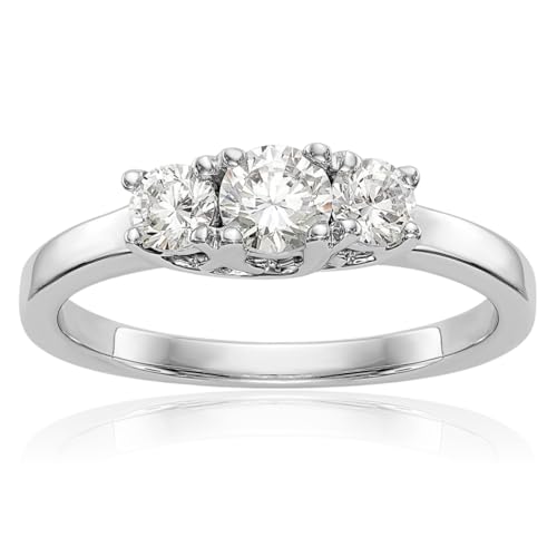 IceCarats 14K White Gold 0.54 Carat Three Stone Ring