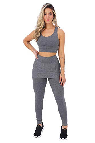Kit 2 Conjuntos Calça Legging Tapa Bumbum e Top Sem Bojo Roupas Femininas Academia Suplex A15 (G - 4