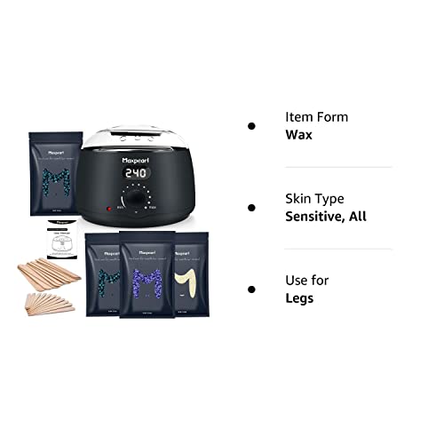 Maxpearl Digital Waxing Kit - Women Men Hard Wax Warmer Kit for Hair Removal - Sensitive Skin, Eyebrows, Face, Underarms, Brazilian, Bikini, Legs - Thumbnail 7