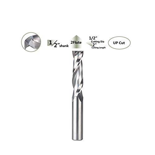 SpeTool Upcut - Punte per fresa a spirale extra lunghe (10,2 cm) con codolo da 12,7 mm, 1/2 di diametro di taglio in solido carburo CNC, per mortasa in legno e per intagliare i dadoes