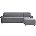 Subrtex Sofabezug L Form Stretch Sofahusse Ecksofa Elastisch Eck Stretch-Sofabezug Eckcouch überwurf Weich Stoff Abwaschbar (Rechts 2 Sitzer, Hellgrau)