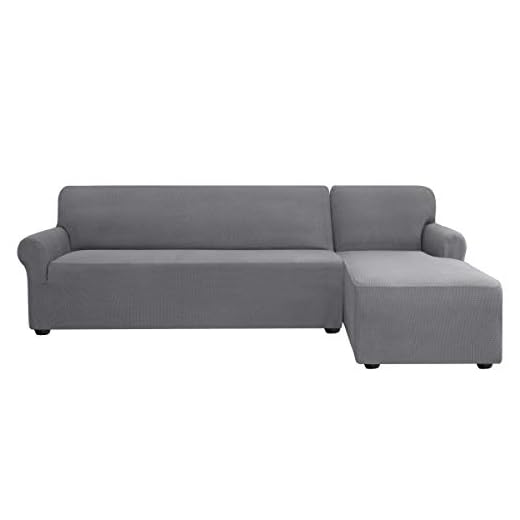 subrtex Funda Sofa Chaise Longue Brazo Derecho Elastica Largo Protector para Sofa Chaise Longue Derecha Antimanchas Ajustable(Gris Claro)