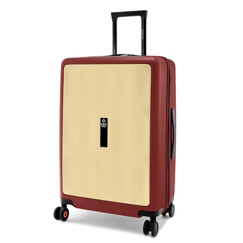 Image of Nasher Miles Zanzibar TSA Lock Hard-Sided Polycarbonate 8 Wheels Double Spinner Check-in Luggage Yellow Maroon 24 inch |65cm Trolley Bag| Suitcase,Medium