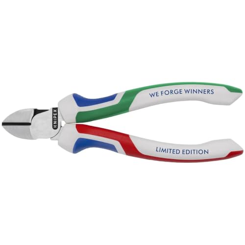 Alicates de corte lateral KNIPEX 160 mm edición limitada We Forge Winners con mangos bicolores