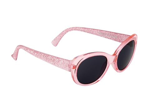 LITTLE QUEEN - Small Kids Cat Eye/Oval Pink Glitter Fashion Sunglasses 3-8Y3