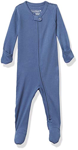 L'ovedbaby Baby Girls Organic Zipper One-Piece Footies, Slate, 9-12 Months US