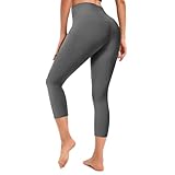 RONLIMO High Waisted Leggings with Pockets Women, Buttery Soft Elastic Tummy Control Stretchy Yoga Pants, Light Grey, XXL