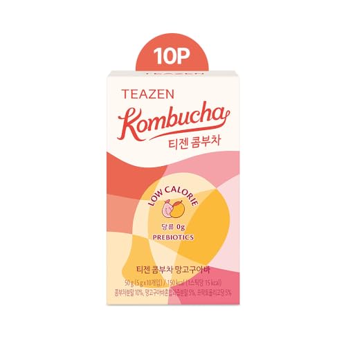 【TEAZEN】Teazen Kombucha 50g (5g×10 pieces) Mango Guava Beauty Tea Fruit Tea Diet Easy Convenient Low Calorie Delicious Sweet Tart Fizzy Sparkling Water Refreshing Fermented Beverage Fruit Flavor