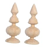 DOITOOL 2 Stück Dekorative Posten mit Geschnitztem Rundkopf Naturbelassene Holzpfosten für Treppengeländer Bettpfosten Gardinenstangen Vielseitige Innenraum Dekoration