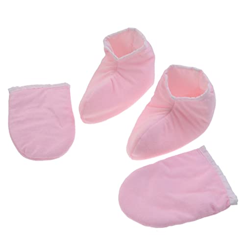 BIUDECO Paraffin Wax Gloves Hand Foot Spa Mitts Paraffin Wax for Hand and Feet Insulated Therapy Gloves Pink Mitt Covers