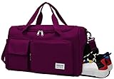Hoseay Reisetasche Damen Mädchen Sporttasche Fitnesstasche Weekend Taschen mit Schuhfach & Nassfach, Wasserdicht Leicht Groß Faltbar Duffel Bag für Gym Shopping Outdoor Business Schule Fitness, Lila