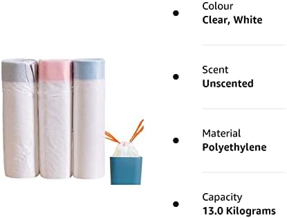20L Drawstring Bin Bags Bin Liners Rubbish Bags Heavy Duty Small Bin Bags Degradable Trash Bags Paddle Bin Linners for Bedroom Kitchen Anti-drip Unscented 60PCS