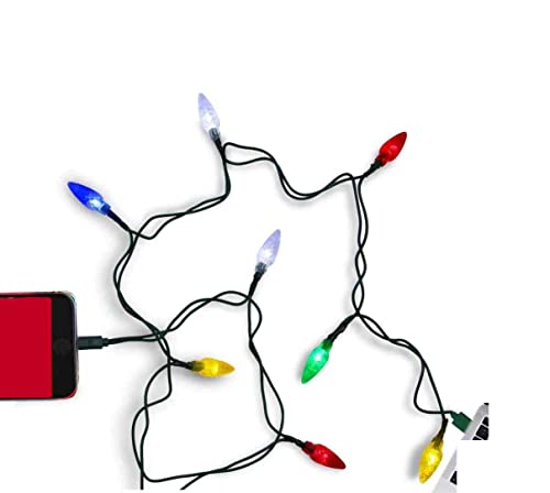 USB Christmas Light Phone Charger Cable,Multicolor 10LED 50inch Charger Cord Compatible with Phone 5~14 Series 1PCS (Multicolor-1pcs)