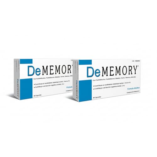 Pack 2 Unidades DeMemory 30 Cápsulas - Contribuye al Rendimiento Intelectual Normal y a la Función Cognitiva Normal con Fosfatidilcolina, Fosfatidilserina, Taurina, Vitaminas y Minerales