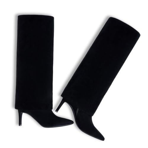 Image of VIUGJNEX Fold Over Boots for Women Fall Tall Knee High Boots