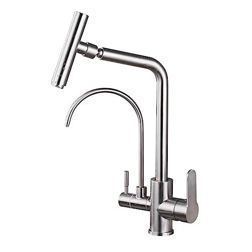 Robinet de cuisine à 3 voies acier inoxydable mitigeur évier