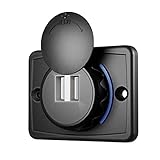 12V RV USB Outlet Charger with Waterproof Cover Rotating Cap, 5V3.1A Wall Mount Dual USB Charging Station with LED Light for Cars Trucks Bus Motorcycle