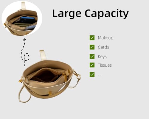 Bucket Bag for Women Stylish Shoulder Bag PU Leather Crossbody Bag Trendy Purse with Zipper Closure3