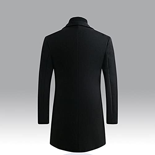 Men Trench Coat Wool Blend Tops Pea Coat Winter Long Double Breasted Lapel Classic Stylish Business Overcoat Windbreaker #TOP6