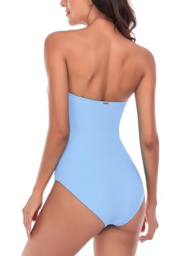 Image of RELLECIGA Women's Twist Front Shirred One Piece Swimsuit