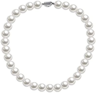 CafeBeauty White Pearl Necklace for Men 20-36 Inch Round 6-8mm Pearl Strand Costume Jewelry Faux Shell Pearls Necklaces Gifts for Women