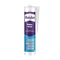 Metylan Maleracryl, Acryl Dichtstoff für Anschlussfugen innen & außen, überstreichbare Fugenmasse für Fenster, Türen & Fußleisten, Weiß, 1x300ml Kartusche