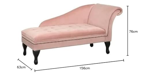 Image of Velvet Left Arm Chaise Lounge Storage Couch Luxury for Offices, Bedroom, Living Room (Pink)