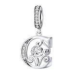 Aurevella Rosen Buchstabe Charms 925 Sterling Silber Alphabet Charm für Armband & Halskette, Schmuck Geschenke für Damen