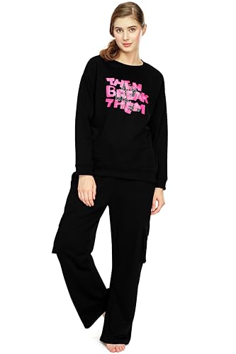 Image of ZEYO Women's Cotton Track Suit Typography Printed Sweatshirt Co-ords Set 5824